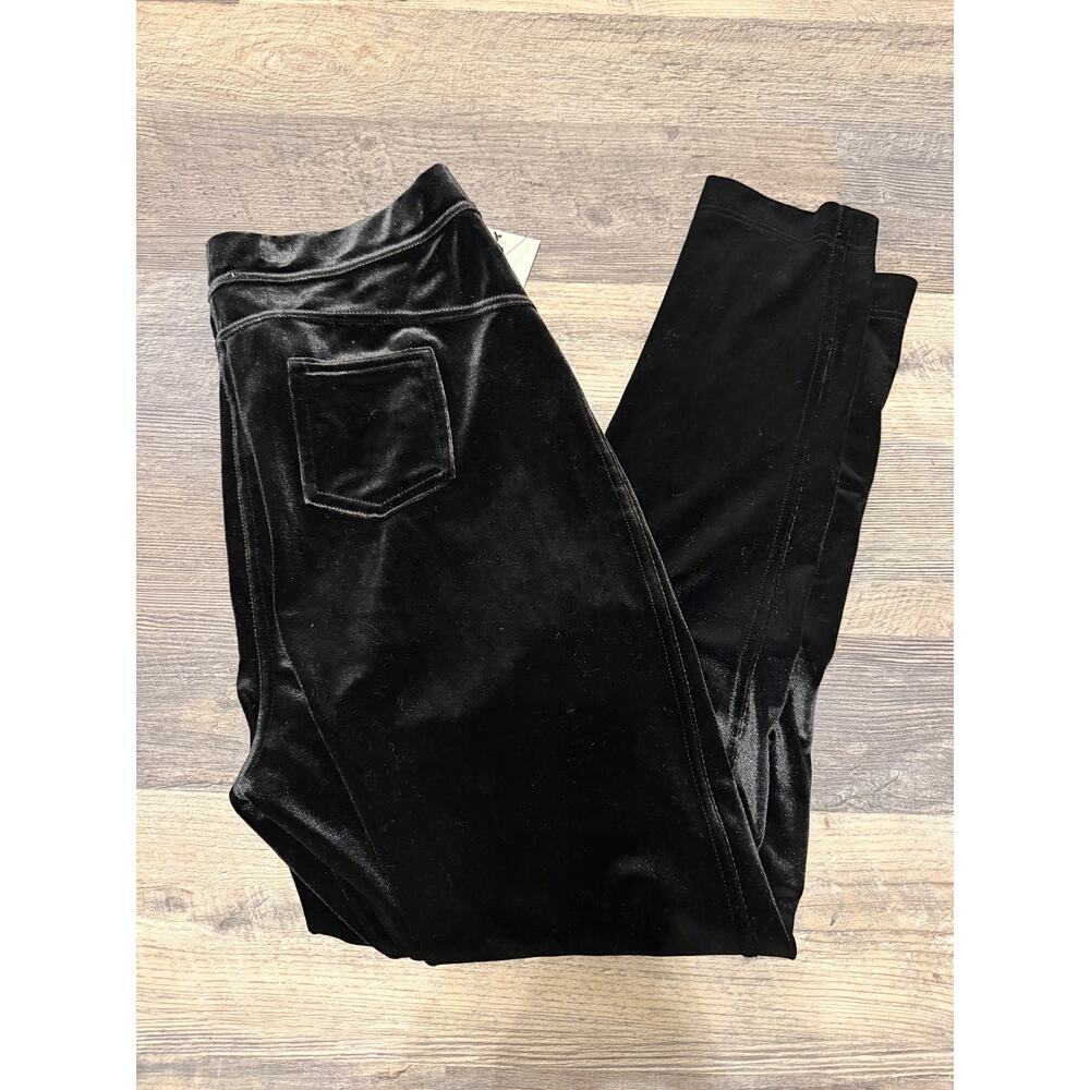 John Mark Black Velvet Leggings with Pockets Size Large NWT